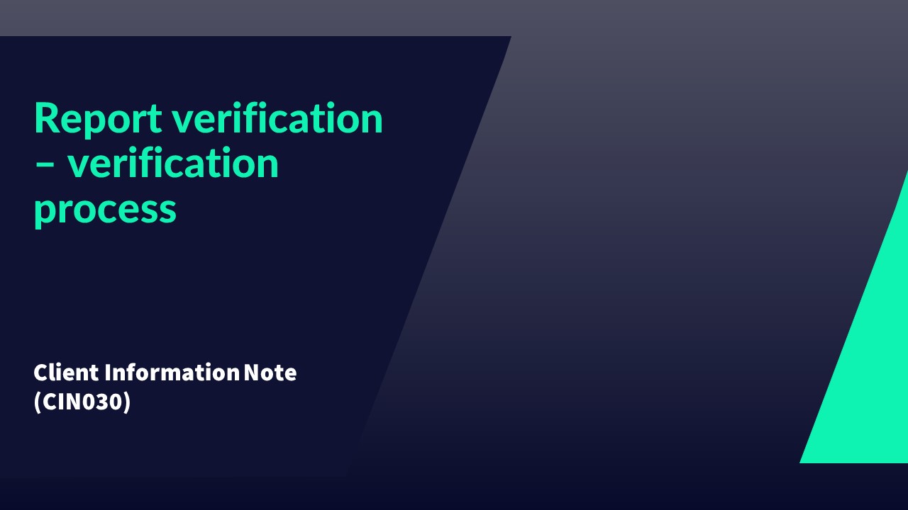 CIN030 Report verification  &ndash; verification process