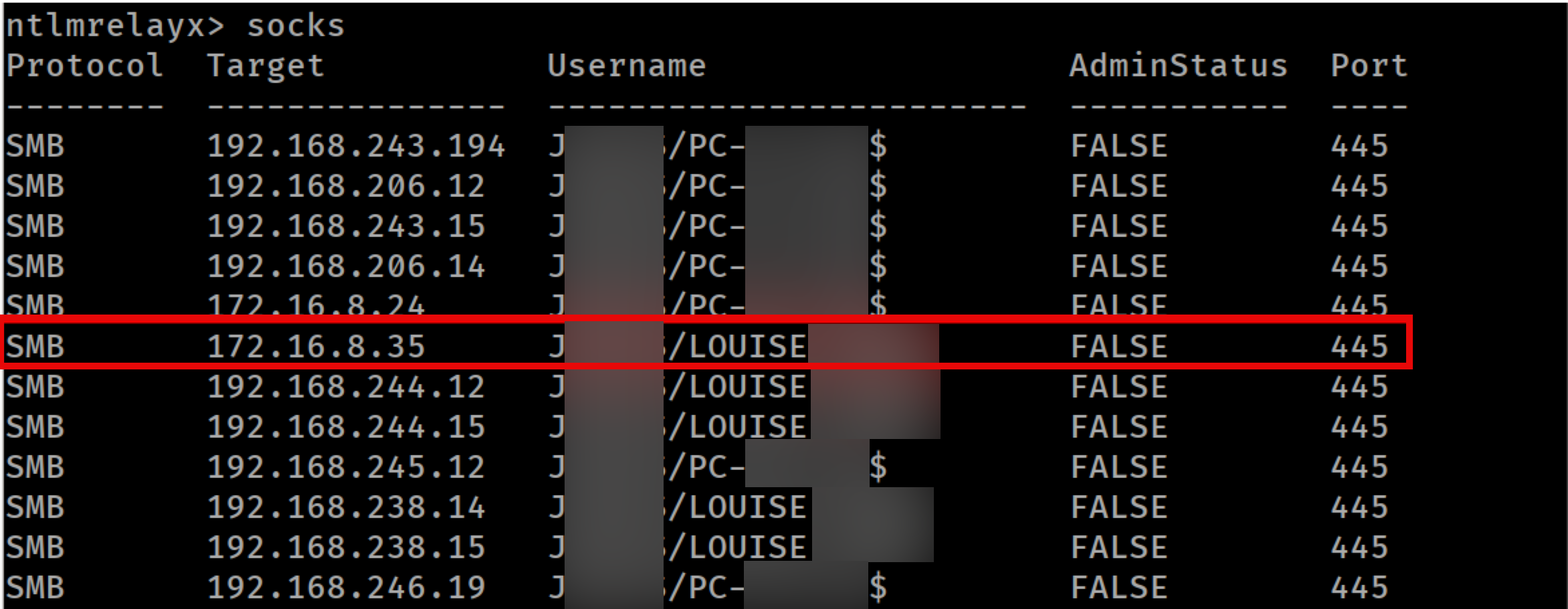 Listing available SMB sessions